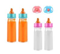 JINJUMEI Lot de 4 biberons Magiques et 2 tétines pour poupée, la Magie Biberon Magique pour Poupée, Alimentation Simulée, Liquide Qui Disparaît, Accessoires Cadeaux pour Enfants à partir de 3 Ans