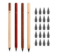 JINJUMEI Lot De 4 Crayons Infinis En Bois avec 20 PCS Nib Remplaçable, Réutilisable Crayon Papier, Sans Affûtage, Crayons Sans Encre Écrire pour L'écriture Dessin de Bureau à Domicile Fourniture