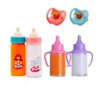 JINJUMEI Lot de 6 Bouteilles pour poupée avec téton, Biberon à Lait Magique Biberon de Poupée, New Born Baby Bouteille Magique, Convient aux Enfants de Plus de 3 an