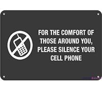 JINKAIRUI Panneau d'avertissement fantaisie en métal avec inscription « Please Silence Cell Phone » - Décoration extérieure - 20,3 x 30,5 cm