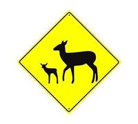JINKAIRUI Panneau de signalisation « Great Road Sign » avec motif de cerf avec fauve - Panneau en aluminium pour décoration d'intérieur - 20,3 x 20,3 cm