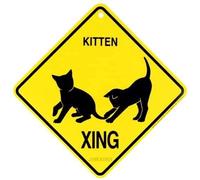 JINKAIRUI - Panneau en métal avec inscription « Xing Caution Cat Crossing » pour maison, bureau, bar, décoration murale intérieure ou extérieure - 20,3 x 20,3 cm