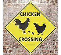 JINKAIRUI Panneau en métal « Chicken Crossing » - Panneau en métal - Décoration murale - 30,5 x 30,5 cm
