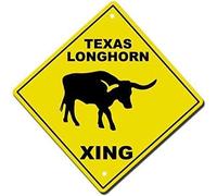JINKAIRUI Plaque carrée en métal 30,5 x 30,5 cm Texas Longhorn Crossing en aluminium 20,3 x 20,3 cm