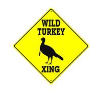 JINKAIRUI Plaque en métal avec inscription Wild Turkey Xing Crossing Caution Animal Farm Ranch Hunter Road Décor Diamond Sign Intérieur Extérieur Panneau carré 30,5 x 30,5 cm
