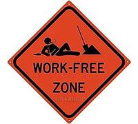 JINKAIRUI Plaque en métal en fer blanc - Zone d'intervention de travail, route anti-travail, bureau, homme, grotte, paresseux, pour maison, bureau, bar, décoration murale, patio, 8 x 8 cm