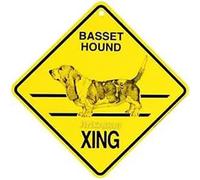 JINKAIRUI Plaque en métal étain avec inscription « Basset Hound Dog Xing » - Avertissement de précaution - Pour maison, bureau, bar, décoration murale pour intérieur et extérieur