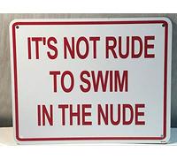 JINKAIRUI Plaque en métal It's Not Rude to Swim in The Nude pour piscine, salon, plage, 15,2 x 20,3 cm