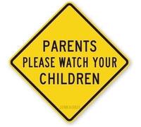 JINKAIRUI Plaque en métal - Parents Please Watch Your Children pour jardin, garage, allée - Décoration murale intérieure ou extérieure - Panneau carré 30,5 x 30,5 cm