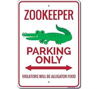 JINKAIRUI Plaque rétro en métal fantaisie Zookeeper Zoo Décoration de chambre Alligator Décoration extérieure et intérieure Maison grotte Garage Bar Décoration murale Vintage en aluminium 20,3 x 30,5