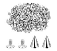 Jinlaili 100 Pièces Rivet Cône, 7 * 10 cm Clous Conique, Rivet Metal Antirouille, Rivet Cône Cuir, Anti-Corrosion Rivets, Cool Rivets Punk, Rivets Cuir Antirouille, Rivets à Vis Forme de Cône, Argent