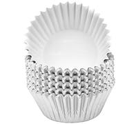 Jinlaili 100PCS Caissettes à Cupcakes en Papier Métallisé, Caissettes à Muffin Tasses, Cupcake Wrappers, Emballage de Cupcakes Décoration pour Anniversaire Party Fête de Mariage Dessert (Argent)