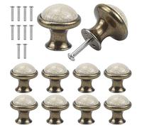 Jinlaili 10PCS Céramique Tiroir de Porte Poignée, 33MM Rond Boutons de Tiroir, Vintage Bouton de Meubles, Boutons de Porte, Poignées de Meuble pour Placard Armoire Cuisine, Chambre d'enfant (B)