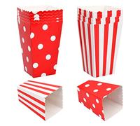 Jinlaili 12 Pièces Boîtes à Popcorn Petite, Sacs à Pop Corn en Papier, Pop Corn Conteneur, Boîte à Collations de Fête, Boîtes à Bonbons, Rétro Boite Pop Corn pour Cinémas Anniversaires Fêtes Carnavals