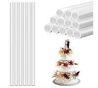 Jinlaili 12PCS Goujons à Gâteau en Plastique Blanc, Dowels pour Gateau Réutilisables Bâtons de Support de Gâteau de 30 cm pour Utilisé Pour La Construction Et L'empilage de Gâteaux en Couches