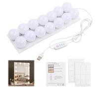 Jinlaili 14 Dimmable Ampoules Style Hollywoodien de Lumière LED, Lumière de Miroir, Lampes de Maquillage et 3 Couleurs 9 Niveaux de Luminosité, Dimmable Lampe pour Miroir de Maquillage et Coiffeuse