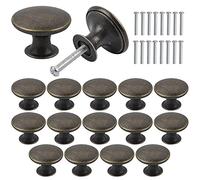 Jinlaili 16PCS Vintage Boutons de Placard, Bronze Boutons de Tiroir, 30mm Tiroir de Porte Poignée, Rond Bouton de Meubles, Poignées de Meuble pour Armoire Cuisine, Tables Chevet