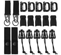 Jinlaili 19 Pcs Attachement Molle, Mousqueton Tactique Molle, Accessoires Tactique, Clip de Mousqueton Sac à Dos, D-Anneau de Verrouillage, Sangle Molle Scratch, Boucle de Gilet Tactique Molle, Noir