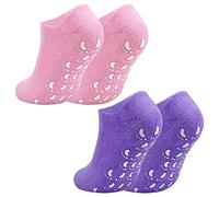 Jinlaili 2 Paires Chaussettes Gel Hydratant, 21.5cm Chaussettes Spa Pied en Huiles Essentielles et Vitamine E, Chaussettes Gel Spa pour femme pour Réparer et Adoucir la Peau des Pieds Craquelés à Sec