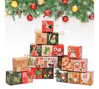 Jinlaili 24 Boîte Calendrier de l'avent Vide, Calendrier de l'avent à Remplir Soi Meme, Boites Cadeau Noël, Boîtes Calendrier en Papier Kraft,Boîtes Calendrier de l'Avent DIY pour Enfant, 7 x 7 x 7 cm