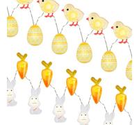 Jinlaili 2pcs 30 LED Lapin de Pâques Guirlande Lumineuse, Guirlande Lumineuse d'Œufs de Pâques, Guirlande Lumineuse à Piles, Décoration de Pâques Extérieur Intérieur Fête Chambre Jardin