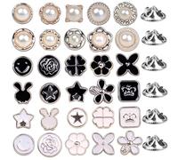 Jinlaili 30 Pièces Boutons de Broche de Sécurité, Boutons de Dissimulation, Boutons de Broche de Chemise, Couvrant Boutons de Broche, Simple Broche Femme, Vetement Bouton Pins, Femme Pin de Bouton