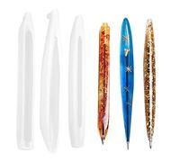 Jinlaili 3PCS Moules de Résine de Silicone Stylo À Bille, Bricolage Moules de Stylo en Résine Moules en Silicone, Moules en Résine en Forme de Stylo, Moules Époxy en Forme de Cylindre Moules de Stylo