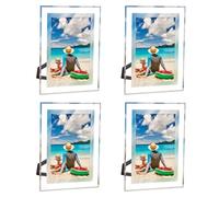 Jinlaili 4PCS Cadre Photo en Verre 10x15 cm, Argentés Cadre Photo Classique, Photos Format Horizontal ou Vertical Cadres pour Photos 10x15 cm, pour Maison Chambre Bureau