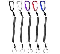 Jinlaili 5 Pièces Porte-Clés en Spirale en Plastique, Rétractables Longes de Pêche, Cordon Extensible Anti-Perte, Lanière de Pêche avec Mousqueton, Pêche Outils pour Pêche Surf Randonnée L'alpinisme