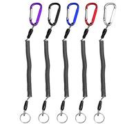 Jinlaili 5 Pièces Porte-Clés en Spirale, Porte-Clés Extensible, Porte Clef Extensible avec Multicolore Mousqueton, Lanière de Pêche, Porte Clé Spirale de Pêche, Kayak, Camping et Chasse