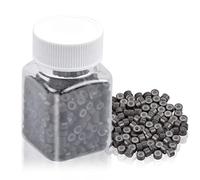 Jinlaili 500 Pcs Anneaux d'Extension de Cheveux Marron Foncé, Micro Rings 5 mm Doublés, Nano Bague Perles en Silicone, Pince Extension Cheveux, Perles pour le Collage d'Extensions de Humains (#2)
