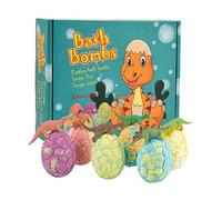 Jinlaili 6PCS Bombe de Bain Enfant avec Surprise à l'intérieur Dinosaure, Coffret de Bombes de Bain, Coffret Cadeau Boules de Bain Moussant aux Huiles Essentielles Naturel Cadeaux pour Garçons Filles