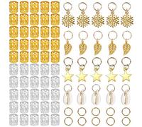 Jinlaili 80 Pièces Bijoux de Tresse de Cheveux, Anneaux Dreadlocks Perles en Aluminium, Anneaux de Tresse de Couronne Cheveux, Cheveux Tresse Manchette, Dreadlocks Accessoires Cheveux Décoration