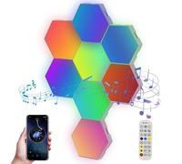 Jinlaili 8PCS Panneau LED Hexagone Gaming Murale Lampe, Smart Deco Music Sync Modulaires RGB Lights, Panneau LED RGB Lampe Gaming DIY Géométrique Veilleuse Lumière LED Hexagonales pour Chambre Salon