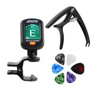 Jinlaili Accordeur à Pince Pour Guitare,Kit D'accessoires pour Guitare,Ecran LCD Rotation Accordeur,Comprenant des 6 médiator,un accordeur,un capo,Pour Chromatique,Guitare,Basse,Violon,Ukulélé