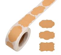 Jinlaili Autocollants Étiquettes, 300pcs étiquettes Papier Kraft Autocollante, 5cm Étiquettes Adhésives Vierge, Étiquettes Adhésives Kraft, Etiquette Confiture Pour Les Cadeaux Enveloppe Baking Épices
