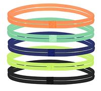 Jinlaili Bandeaux de Sport Élastique, 5 Pcs Bandeau de Cheveux Sports, Coloré Cheveux Bande pour Femmes Filles Enfants, Bande Anti-Transpiration pour Jogging Football Tennis Yoga
