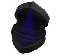 Jinlaili Boîte à Bague en Velours, Boîte de Bague LED pour Contenir 2 Bagues, Ecrin Bague de Coeur, Boîte à Bijoux Rangement, Coffret Cadeau à Bague pour Mariage Cérémonie, 70x65x45MM (Noir 3)