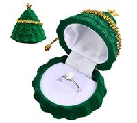 Jinlaili Boîte de Bague, Boîte À Boucles D'Oreilles, Boîtes à Bagues en Velours, Boîte à Bagues Sapin de Noël, Boîte de Rangement pour Bijoux Pendentif pour Mariage, Fiançailles, 60 x 60 x 70 mm