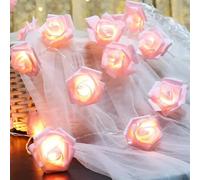 Jinlaili Guirlande Lumineuse Roses 20 LED à piles, 3 Mètres Chaude Blanche Guirlande led pour la décoration maison, Guirlande de Fleurs à suspendre, Décoration de Noël mariage Saint-Valentin (Rose)