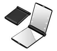 Jinlaili Miroir de Poche Pliable à LED, Miroir de Poche Voyage,Petit Miroir Pliable, Miroir à Maquillage Portable, Miroir de Sac à Main, Miroir Poche avec 8 Lumière LED, Cadeaux pour Femmes (1)