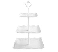 Jinlaili Présentoir à Gâteaux 3 Niveaux, Blanc Présentoir à Gâteau Carré Plastique, Support à Gâteau, Présentoir à Cupcake Dessert, Plateaux Etages Stand à Gâteaux pour Gâteau de Mariage Anniversaire