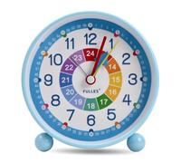 Jinlaili Réveil Silencieux pour Enfant Fille Garçon, Numérique sans Tic-tac, Apprentissage avec Veilleuse, Snooze, Analogique, de Chevet (Bleu)