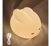 Jinlaili Veilleuse Bebe Bunny, Veilleuse Lapin Silicone, Veilleuse Tactile Lapin, Lapin Veilleuse Bebe, Lampe de Chevet, LED Veilleuse Enfant, Rechargeable Lampe de Chevet, Lampe de Chevet Enfant