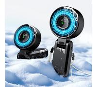 JINLICTE Ventilateur portable 4 en 1 avec moteur haute puissance, écran LED, rechargeable de 5200 mAh, 5 vitesses, design pliable, pour main/bureau/serve/cou (noir)