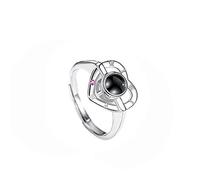 Jinlinjew Bague en Argent Sterling 925 avec Strass en Forme de cœur Bagues de Projection de Photo personnalisées Je t'aime Bague de fiançailles de Projection pour Femme