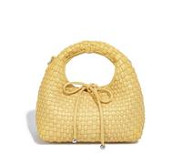 JINMANXUE Mini sac à main tendance pour femme, sac fourre-tout tissé, sac composite, sac à main à chaîne, sacs à bandoulière, Nœud jaune crème, One Size, Tendance