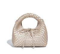 JINMANXUE Mini sac à main tendance pour femme, sac fourre-tout tissé, sac composite, sac à main à chaîne, sacs à bandoulière, Bow Champagne, One Size, Tendance