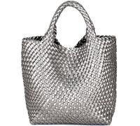 JINMANXUE Mixte Fashion Woven Bag Sac fourre-Tout pour Femme, Argent Fusil, Large