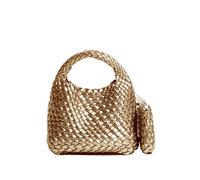 JINMANXUE Sac à main de mode pour femmes tissé sac fourre-tout seau sac composite tricot chaîne sac femme bandoulière sac shopping sacs à main, doré